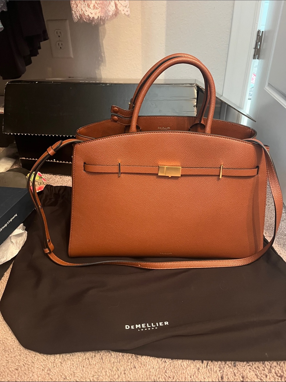 DeMellier Hudson  Leather Top-Handle Satchel with Gold   bagHardware NWT